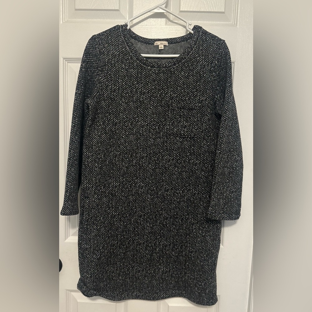 Gap Herringbone Black And White Fleece Lined Dress Size S